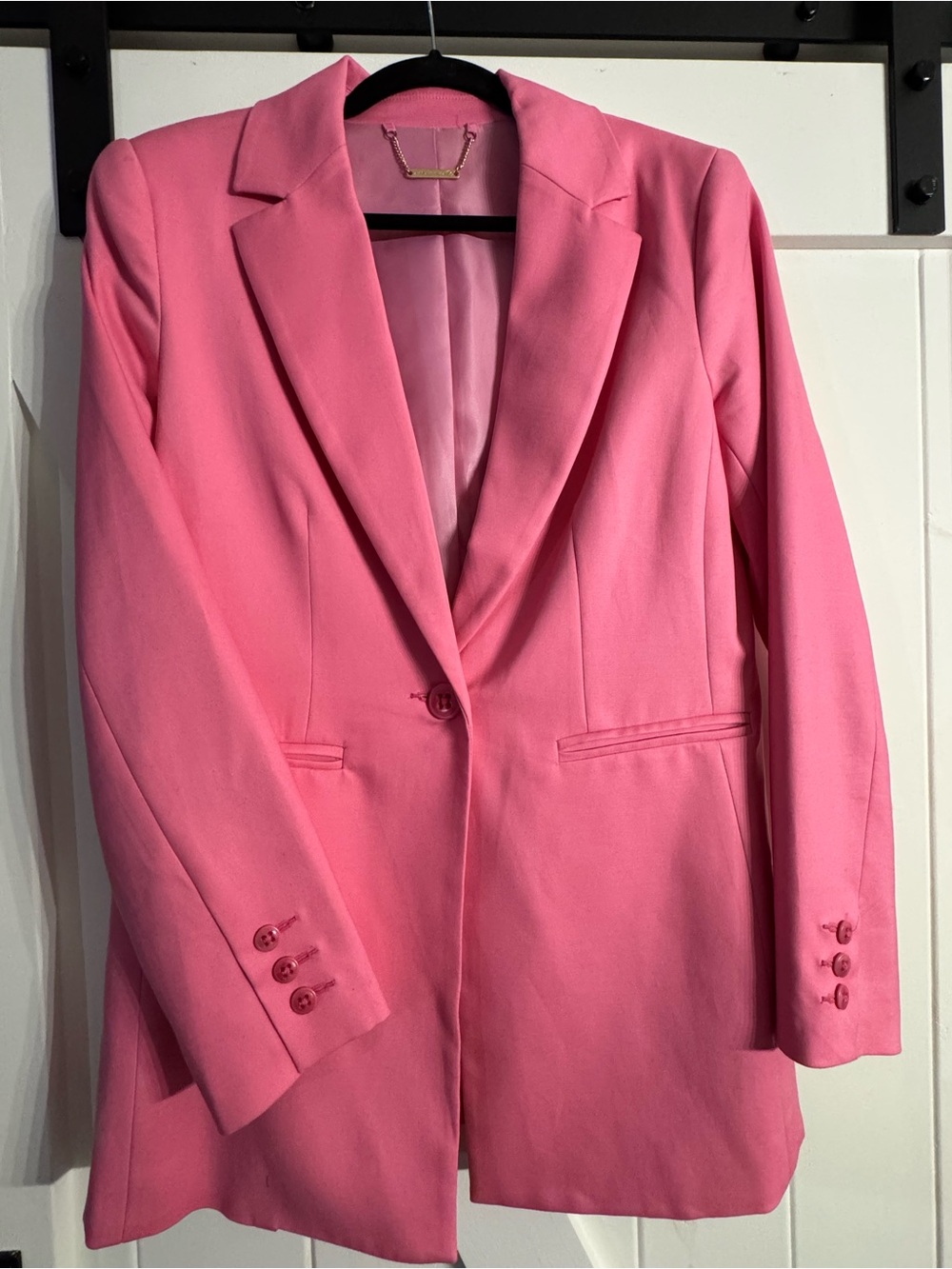 Trina Turk Pink Blazer Jacket Size 8 Tencel Stretch Made in USA